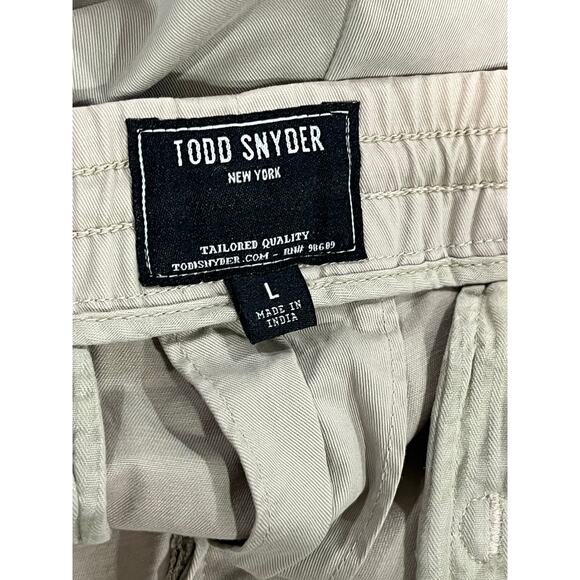 Todd Snyder NY Designer Drawstring Chino Trouser Pants Stone Beige Stripe Lg - Picture 7 of 9